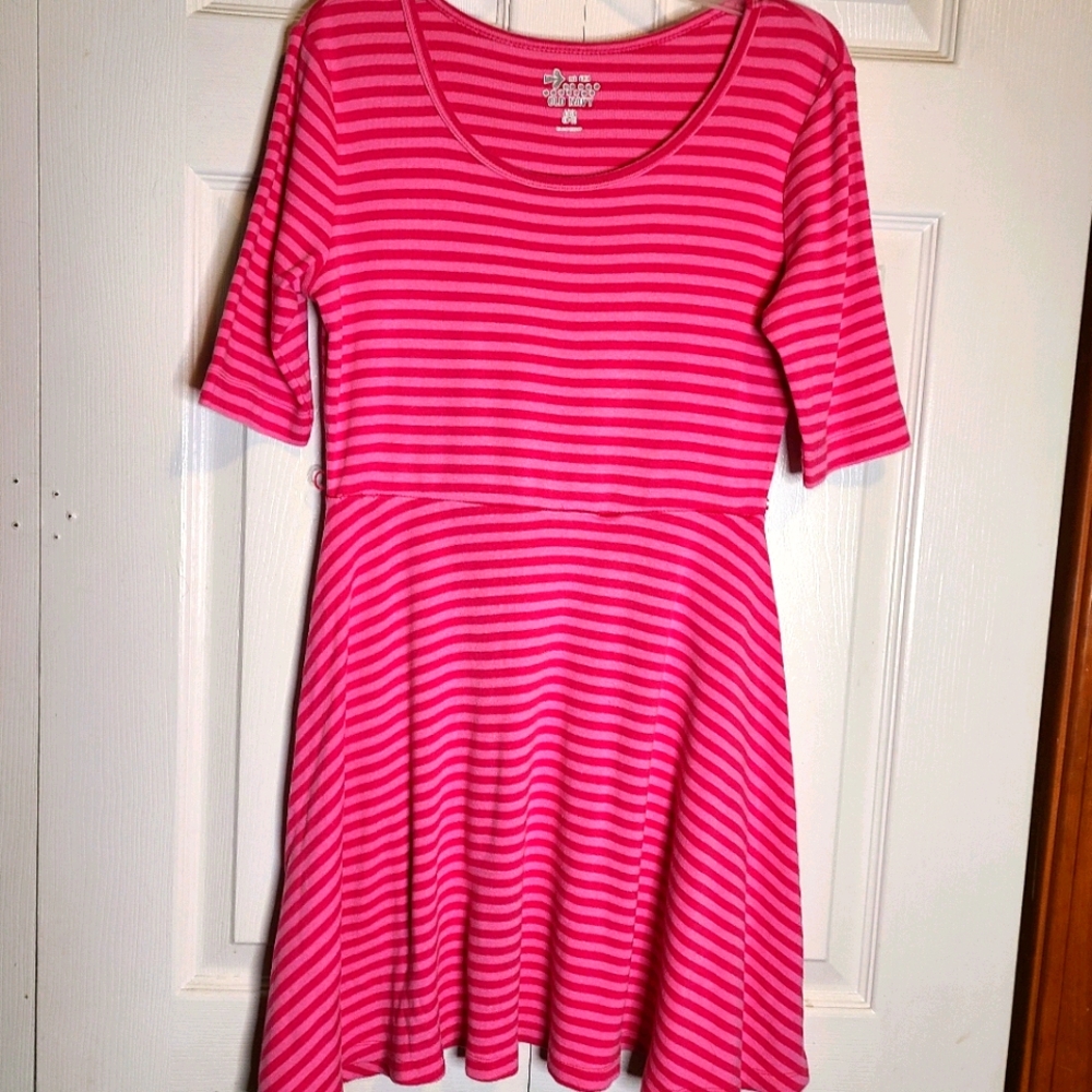 Old Navy Pink Striped 3/4 sleeved Dress sz L 10/12